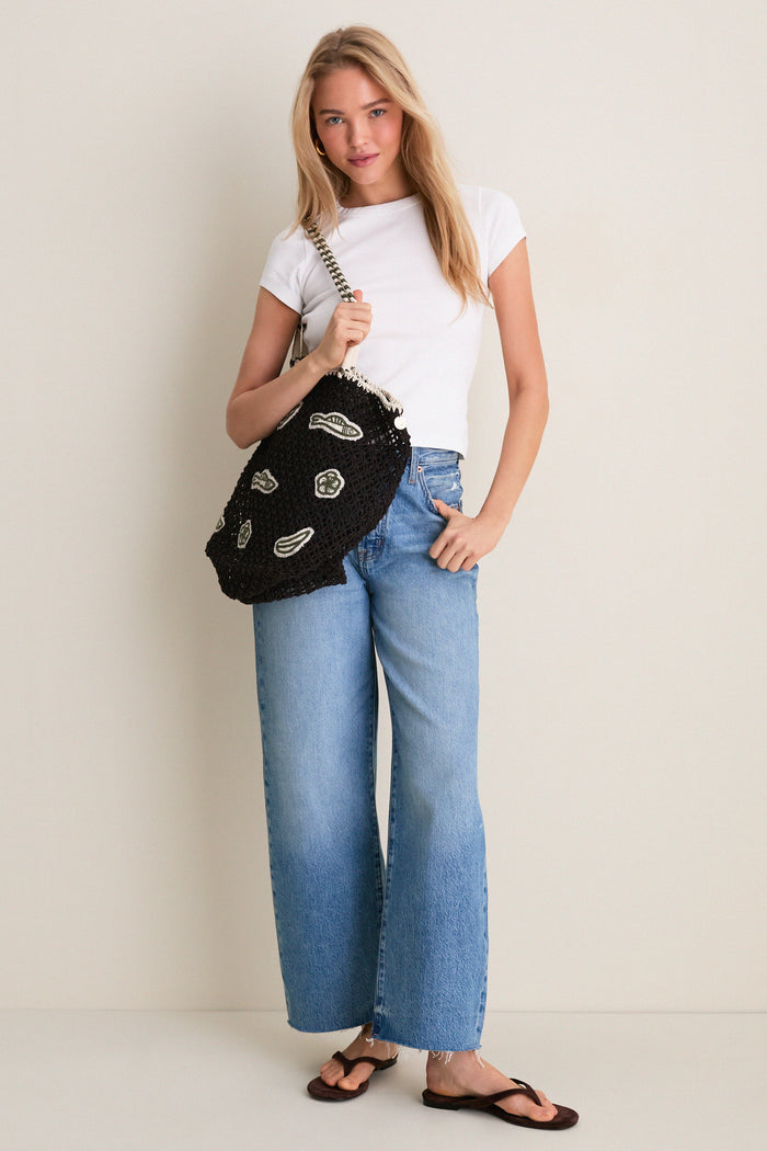 Ablaze High Rise Bowed Wide Leg Tate Crop