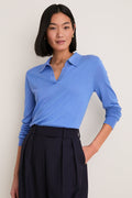 Allure Blue Cashmere Silk Theo Polo