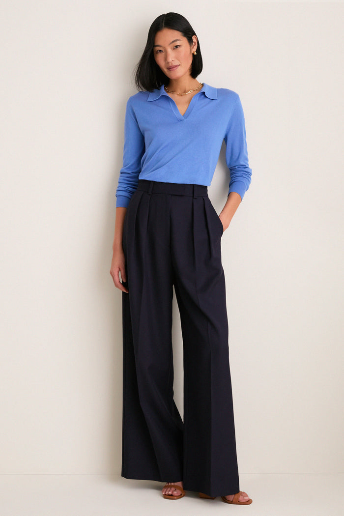 Allure Blue Cashmere Silk Theo Polo