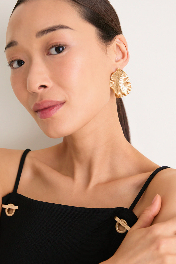 Antique Brass Iris Earrings