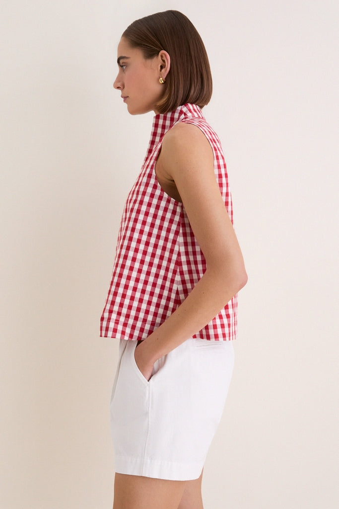 Apple Red Gingham Sleeveless Celeste Top