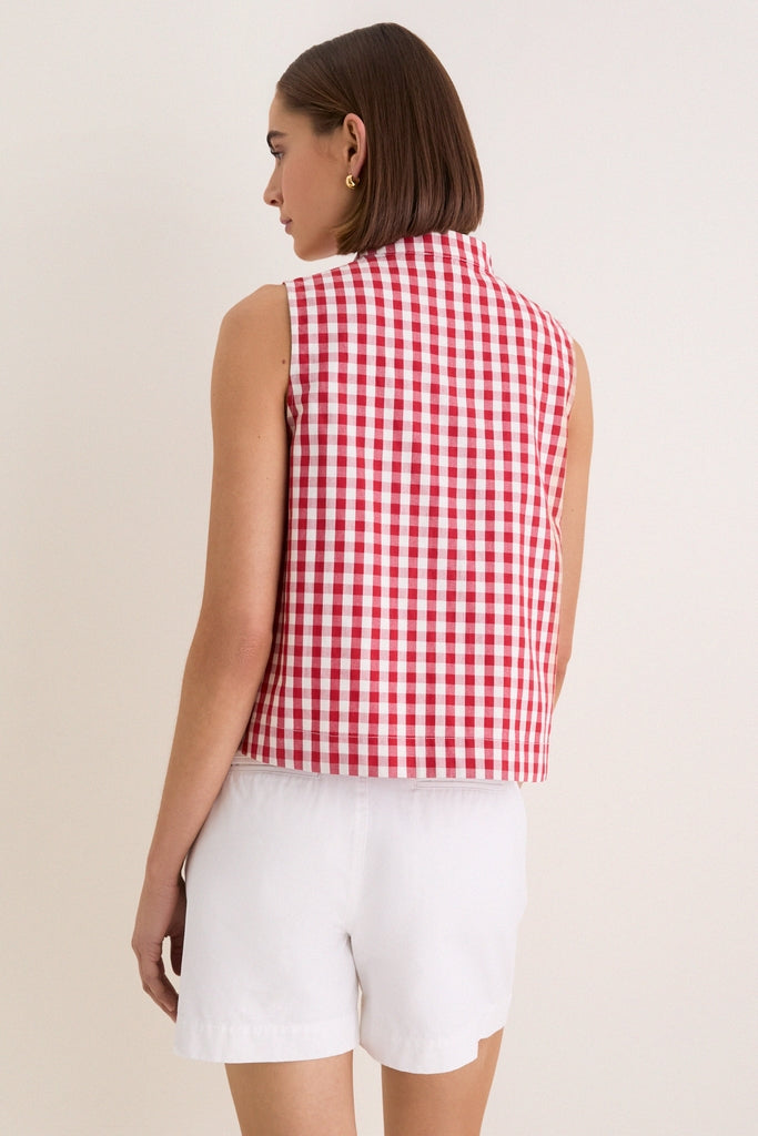 Apple Red Gingham Sleeveless Celeste Top