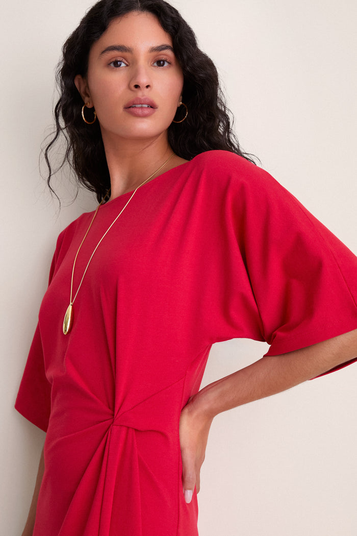 Apple Red Jersey Lisette Midi Dress