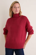 Apple Red Wool Blend Hannah Turtleneck Sweater