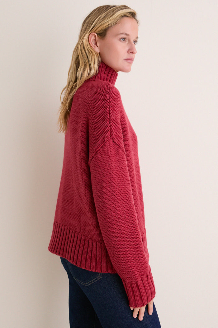 Apple Red Wool Blend Hannah Turtleneck Sweater