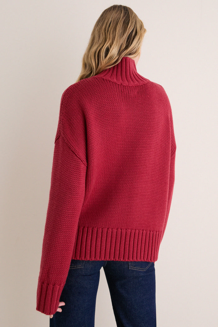 Apple Red Wool Blend Hannah Turtleneck Sweater
