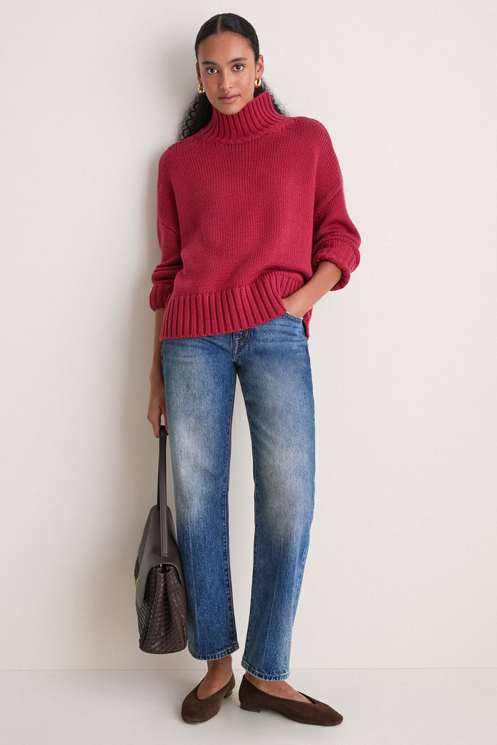 Apple Red Wool Blend Hannah Turtleneck Sweater
