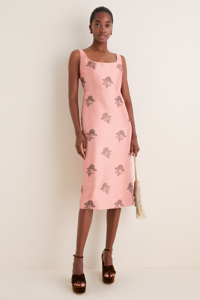 Apricot Jacquard Renata Dress