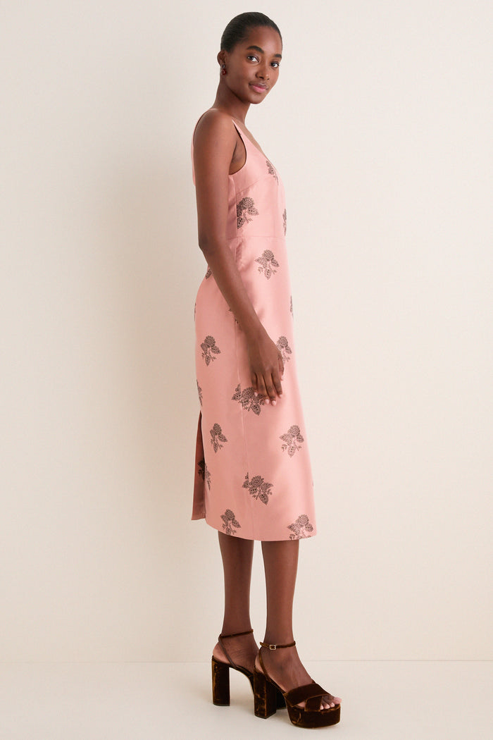 Apricot Jacquard Renata Dress