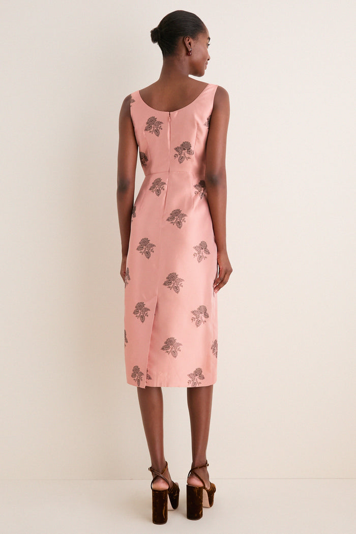 Apricot Jacquard Renata Dress