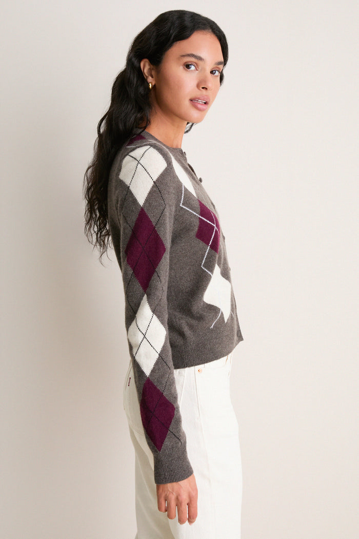 Argyle Cashmere Riley Cardigan
