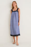 Azure Ikat Embroidered Ellis Dress