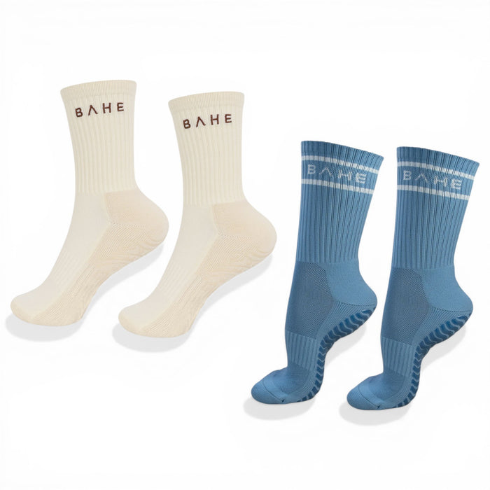 BAHE Studio Yoga / Pilates Grippy Crew Socks 2-Pack