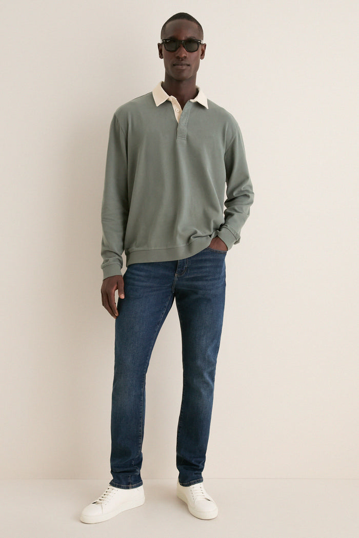 Balsam Green Sueded Rugby Polo