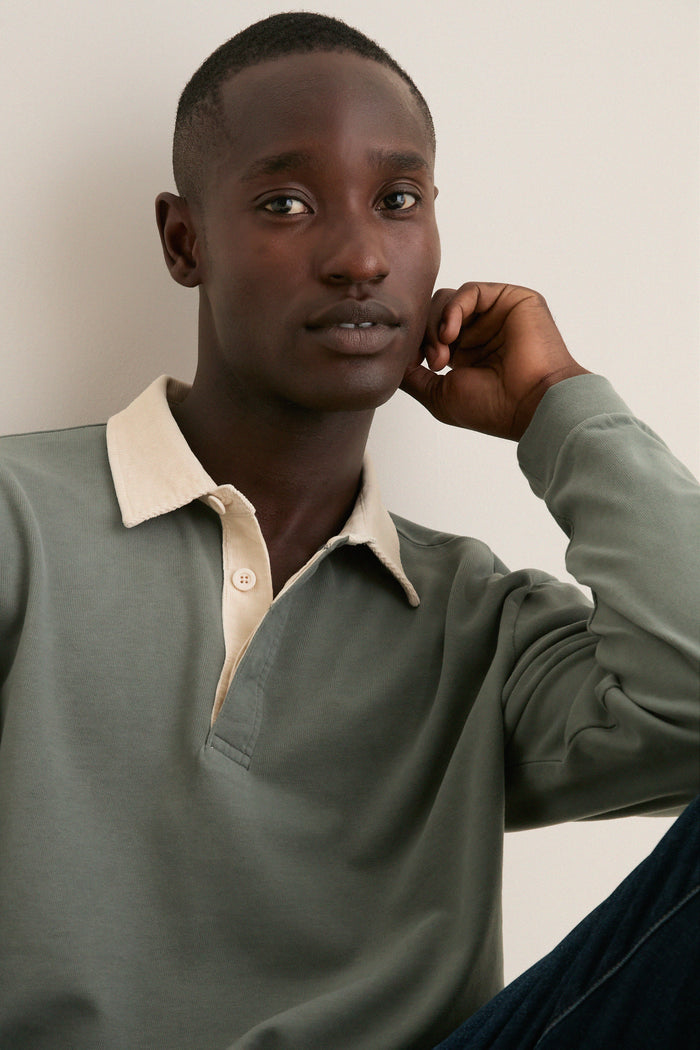 Balsam Green Sueded Rugby Polo