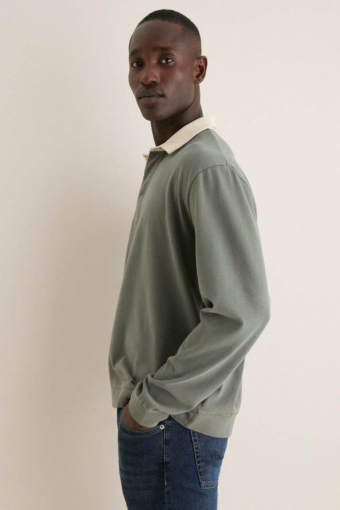 Balsam Green Sueded Rugby Polo
