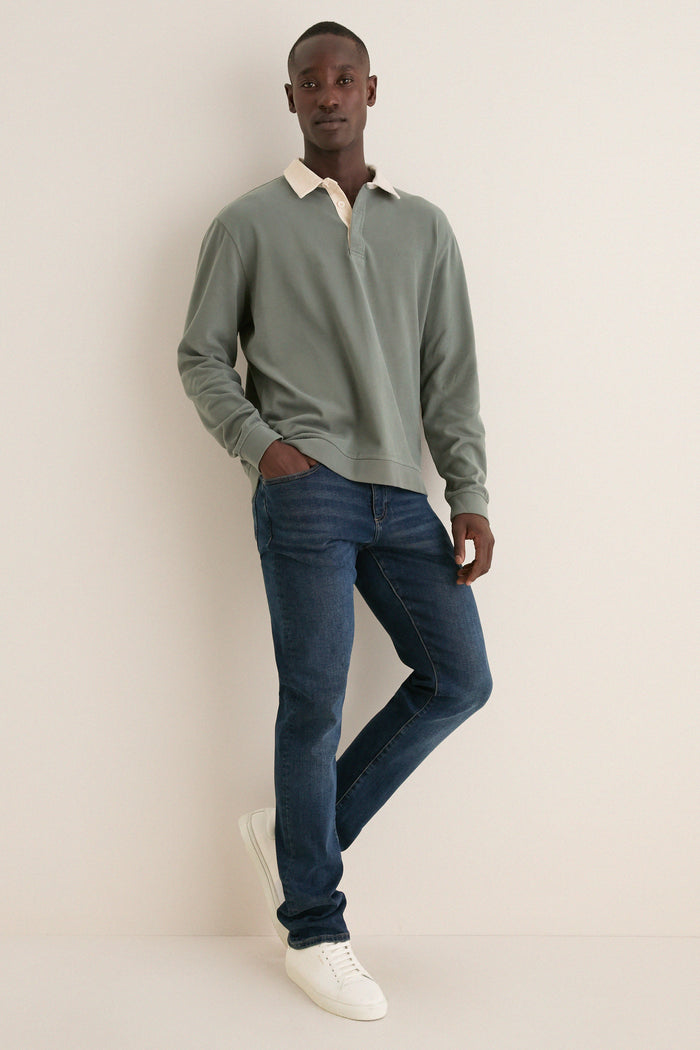 Balsam Green Sueded Rugby Polo