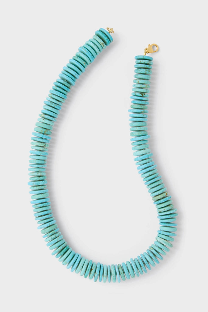 Barrell Turquoise Statement Necklace featuring classic heishi stone beads and a gold-tone clasp, exuding effortless elegance and a fun, high-end style from Tuckernuck.
