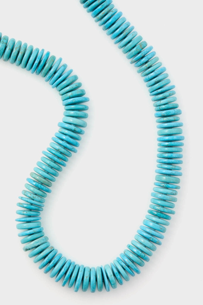 Barrell Turquoise Statement Necklace: classic, effortless strand of polished turquoise heishi beads, forming a high-end, fun jewelry piece that embodies Tuckernuck's easy, confident style.