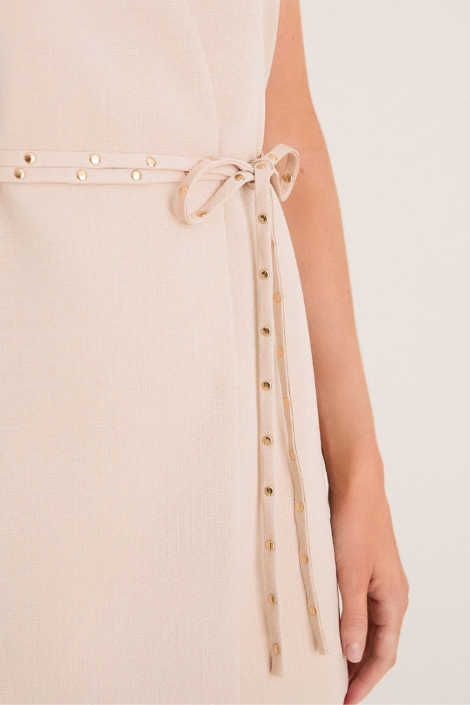 Beige Studded Belt Wren Wrap Dress