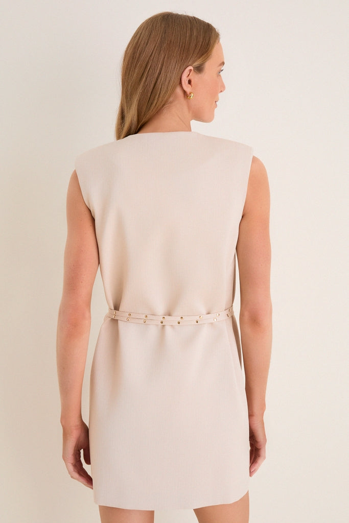 Beige Studded Belt Wren Wrap Dress