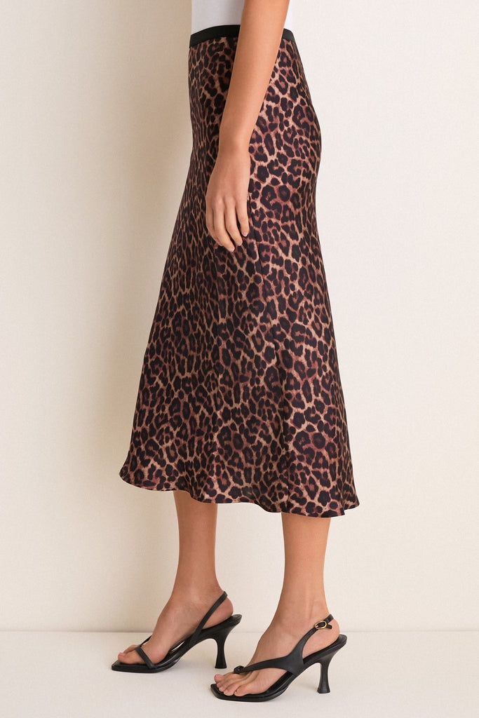 Black and Brown Printed Bar Silk Skirt
