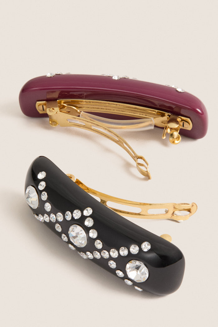 Black and Crystal Barrette