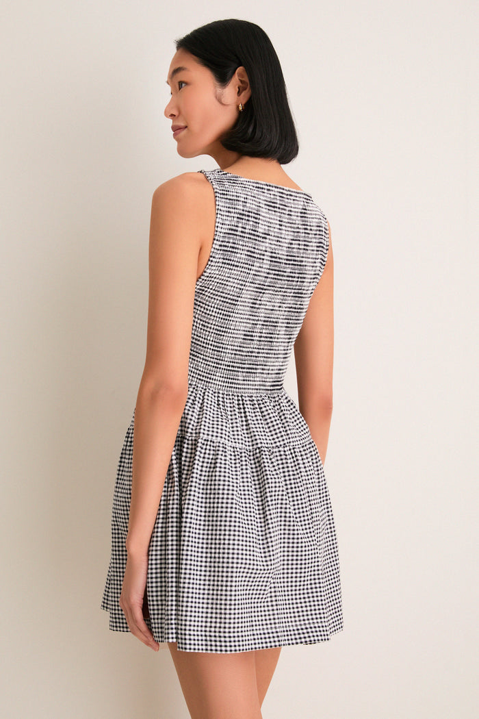 Black and Sand Gingham Cosima Mini Nap Dress