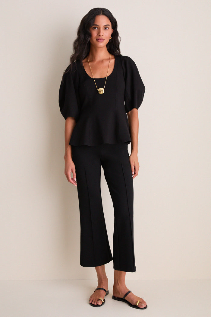 Black Bebe Ponte Peplum Top