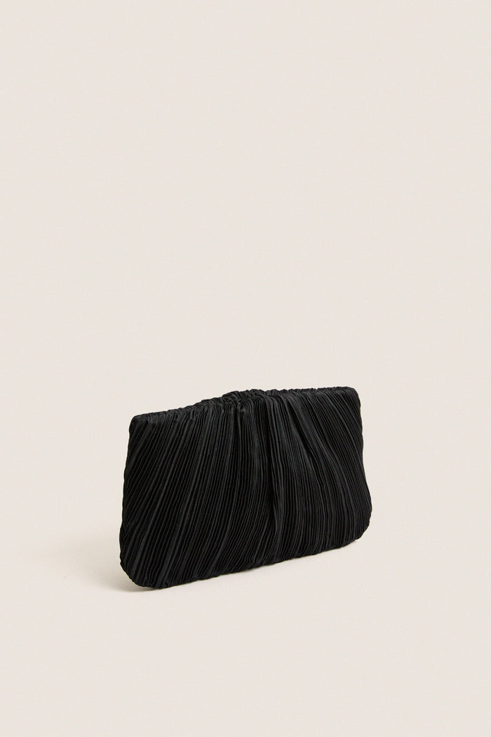 Black Brit Pleated Clutch