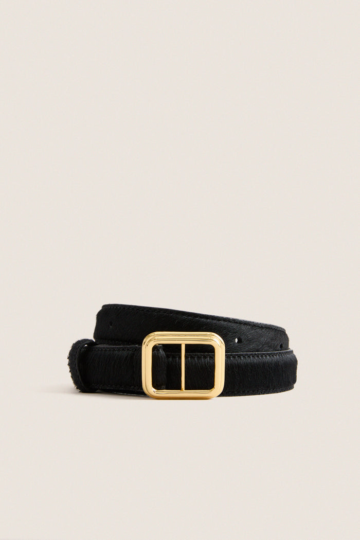 Black Calf Hair and Gold Georgia Wide Belt