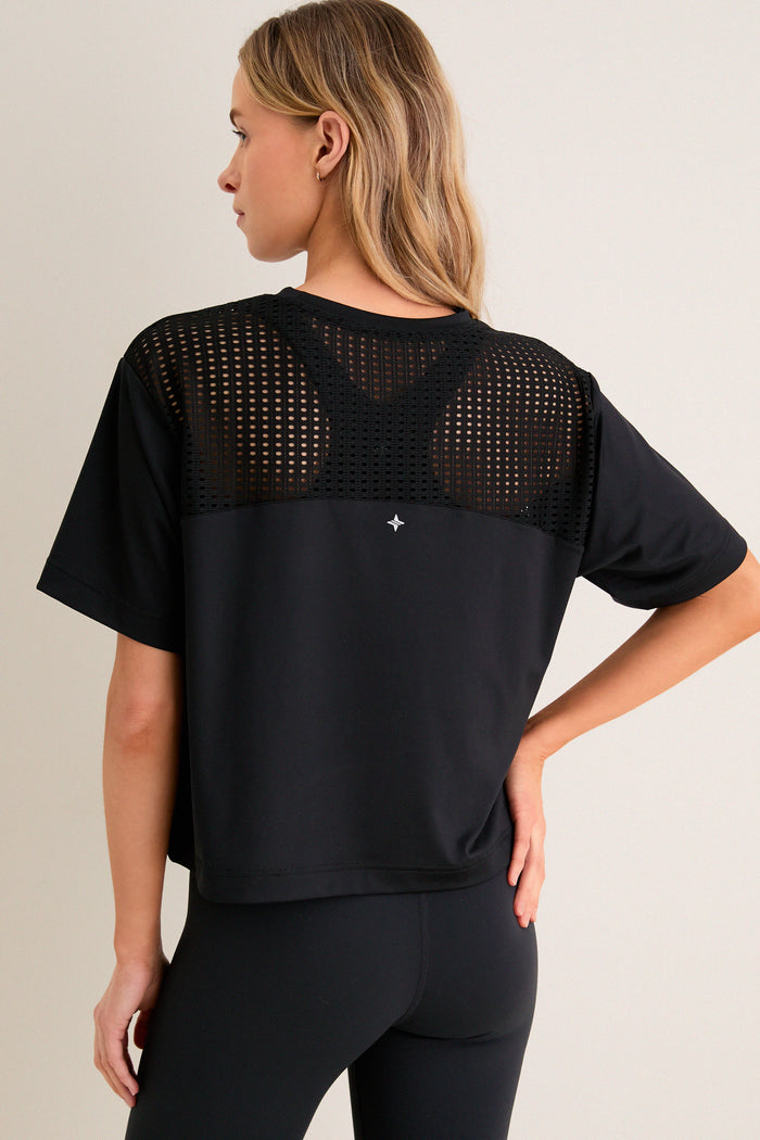 Black Cane Cropped Ryan Boyfriend Tee