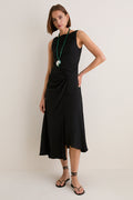 Black Cara Sleeveless Midi Dress