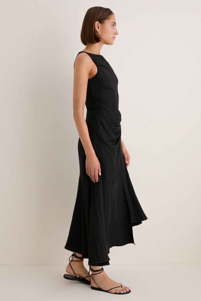 Black Cara Sleeveless Midi Dress