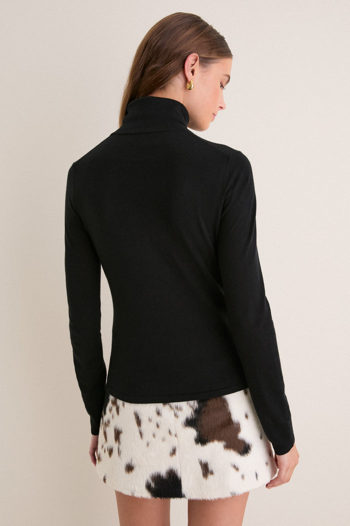 Black Cashmere Silk Tinley Turtleneck