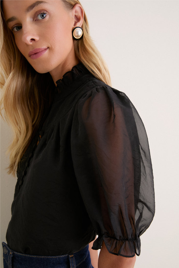 Black Chiffon Selena Blouse