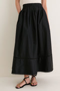 Black Cotton Poplin Nicole Circle Skirt