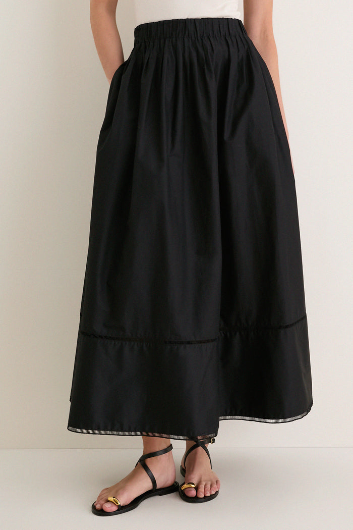 Black Cotton Poplin Nicole Circle Skirt
