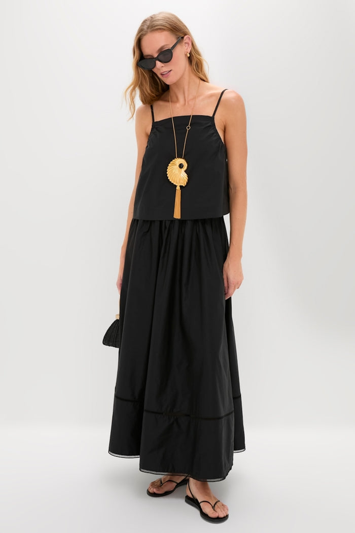 Black Cotton Poplin Nicole Circle Skirt