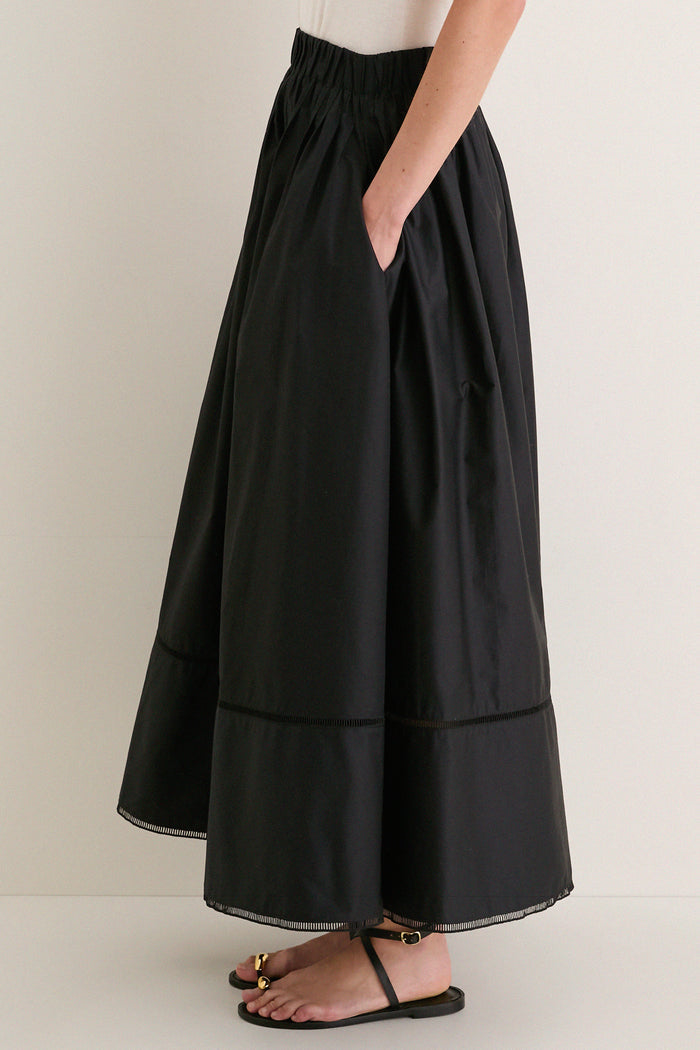 Black Cotton Poplin Nicole Circle Skirt