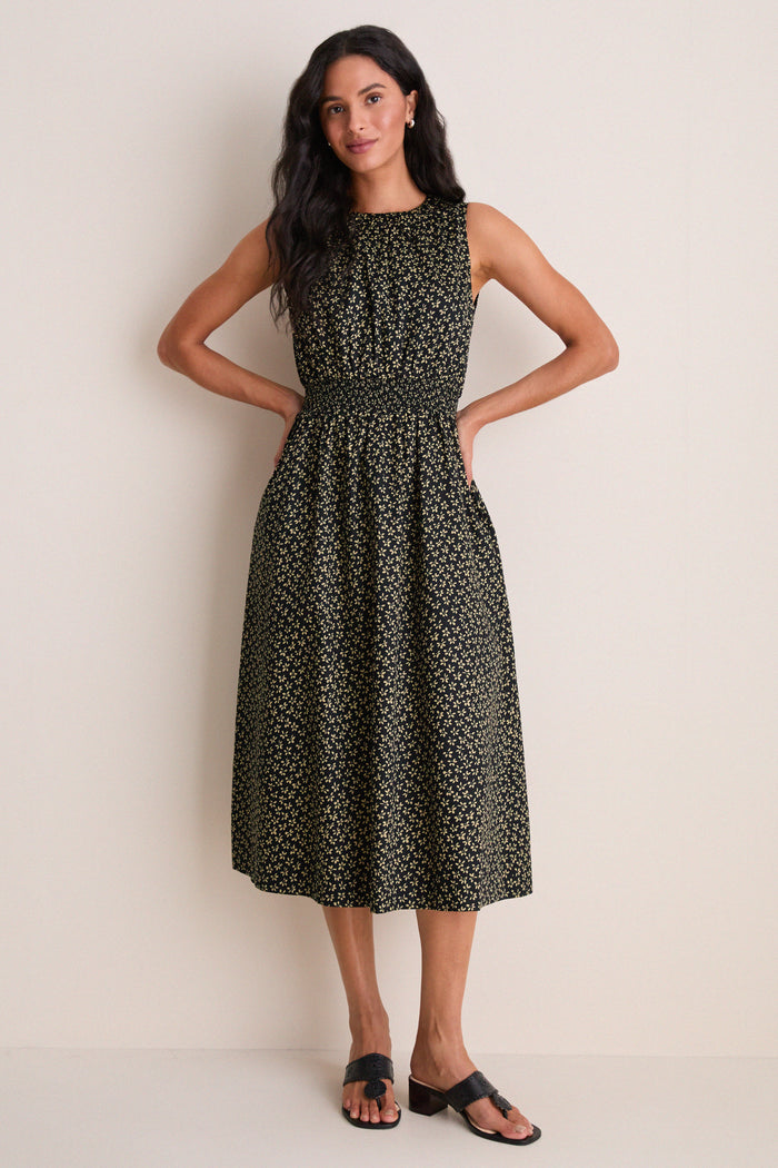 Black Ditsy Floral Walker Tank Dress