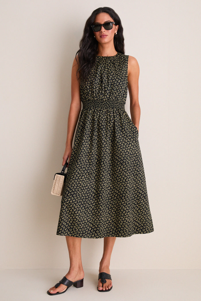 Black Ditsy Floral Walker Tank Dress