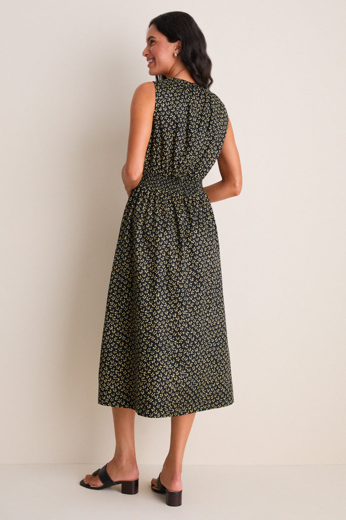 Black Ditsy Floral Walker Tank Dress