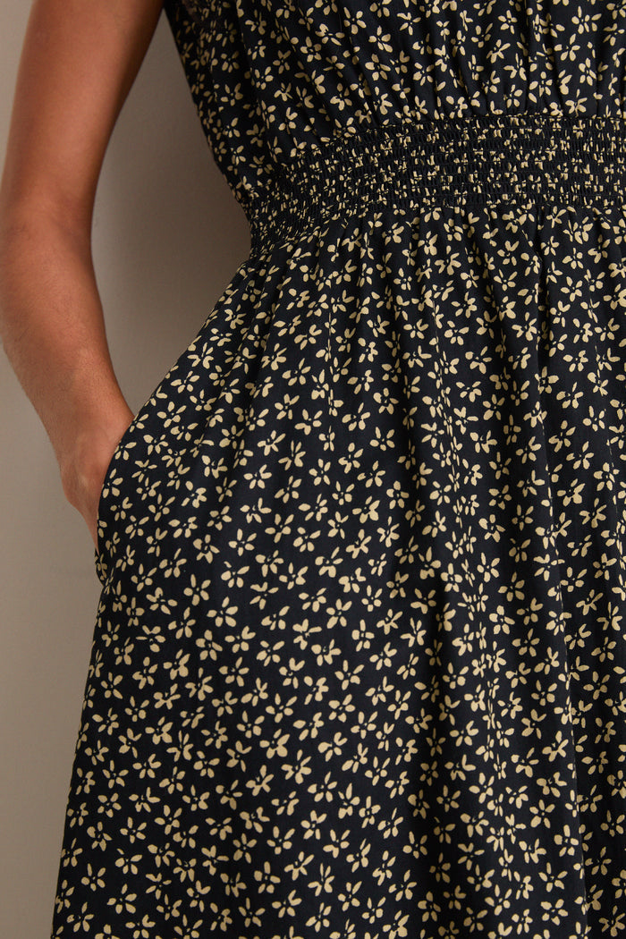 Black Ditsy Floral Walker Tank Dress