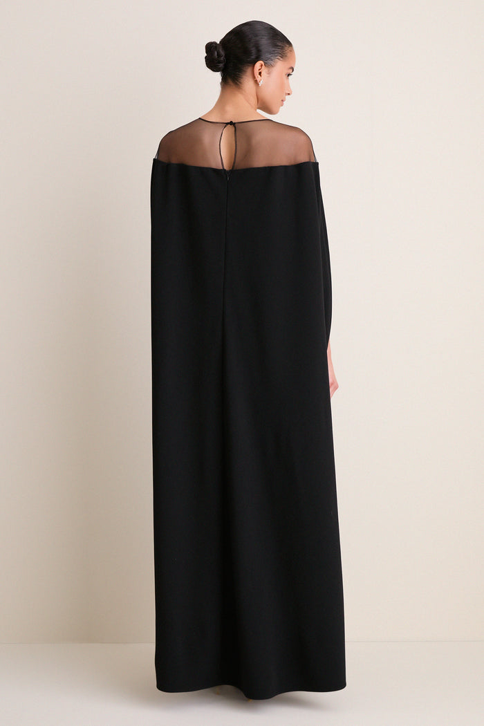 Black Estelle Cape Maxi Dress