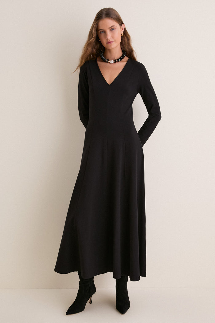 Black Jersey Long Sleeve Agnes Dress