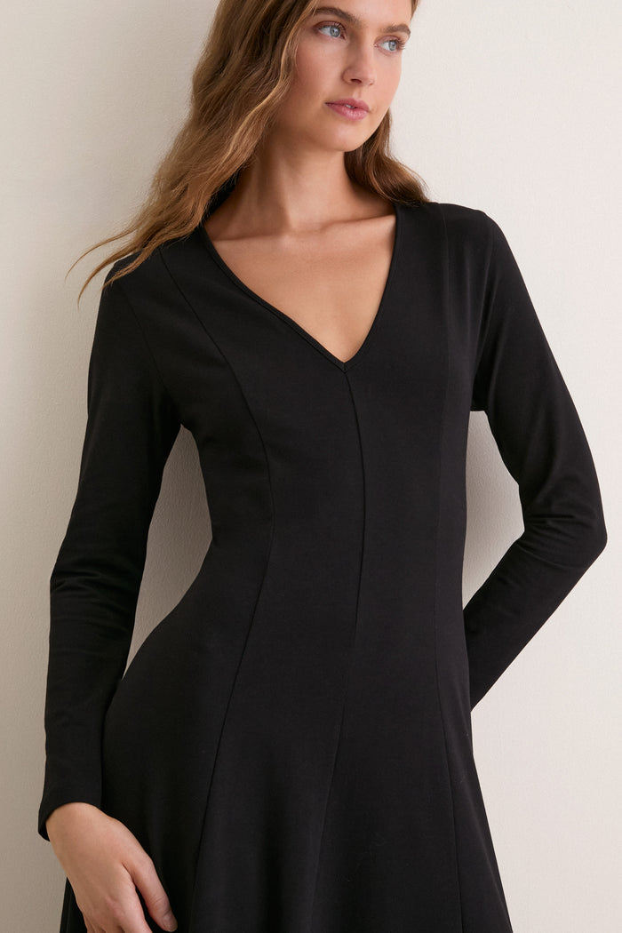 Black Jersey Long Sleeve Agnes Dress
