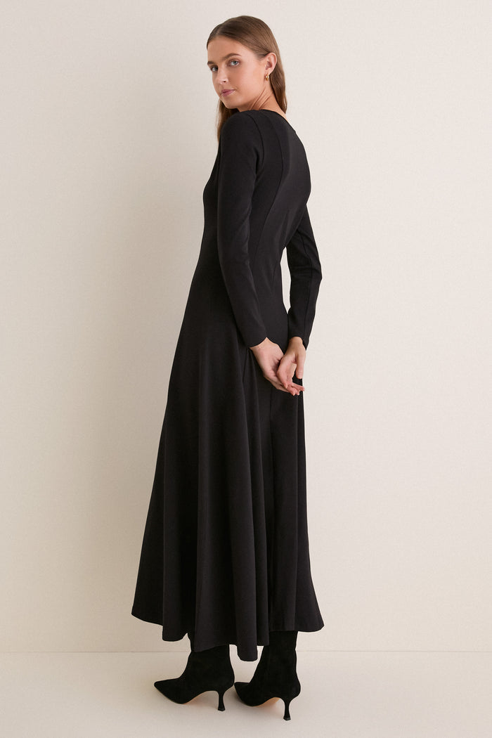 Black Jersey Long Sleeve Agnes Dress