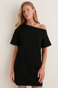 Black Jersey Off-the-Shoulder Alessandra Dress