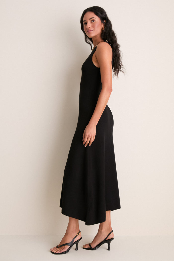 Black Knit & Gold Hardware Prescott Maxi Dress